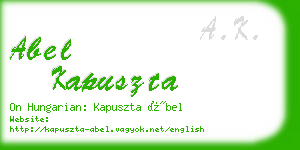 abel kapuszta business card